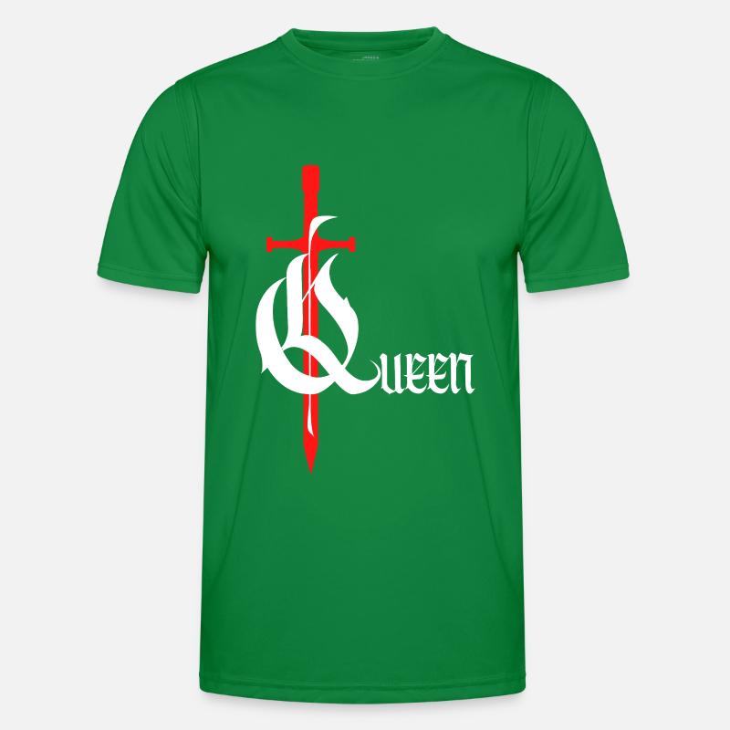 Gothic Queen Design mit Schwert mit weißem Text Männer Funktions-T-Shirt