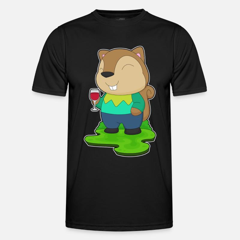 Eichhörnchen Rotwein - Männer Funktions-T-Shirt - Schwarz