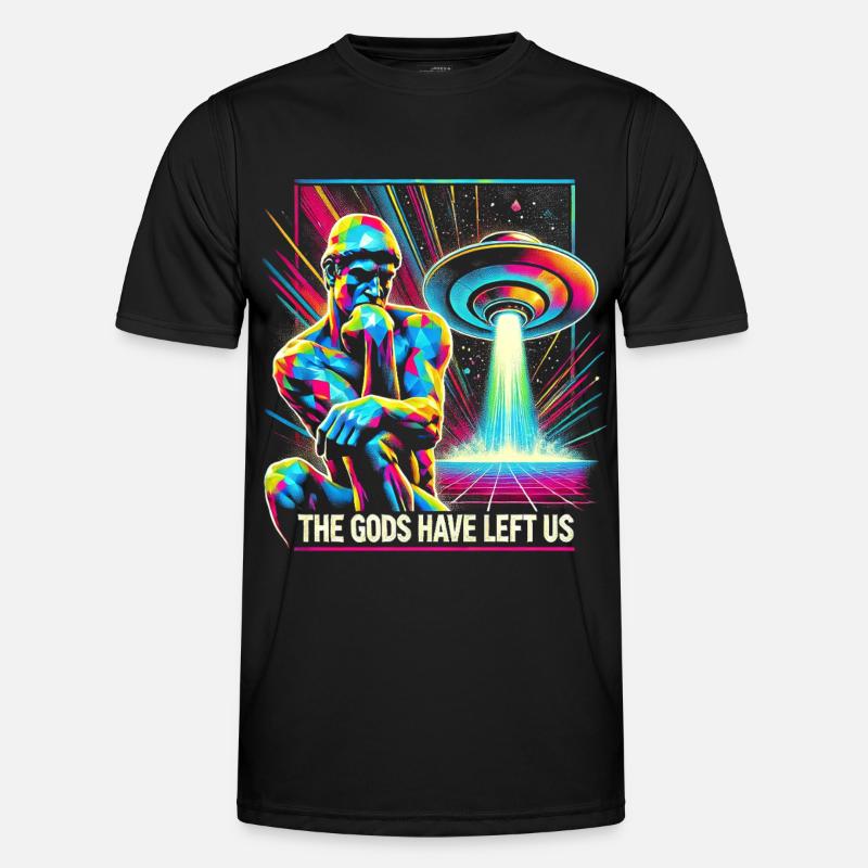 Psychedelic Alien Invader Art - Men's Functional T-Shirt - black