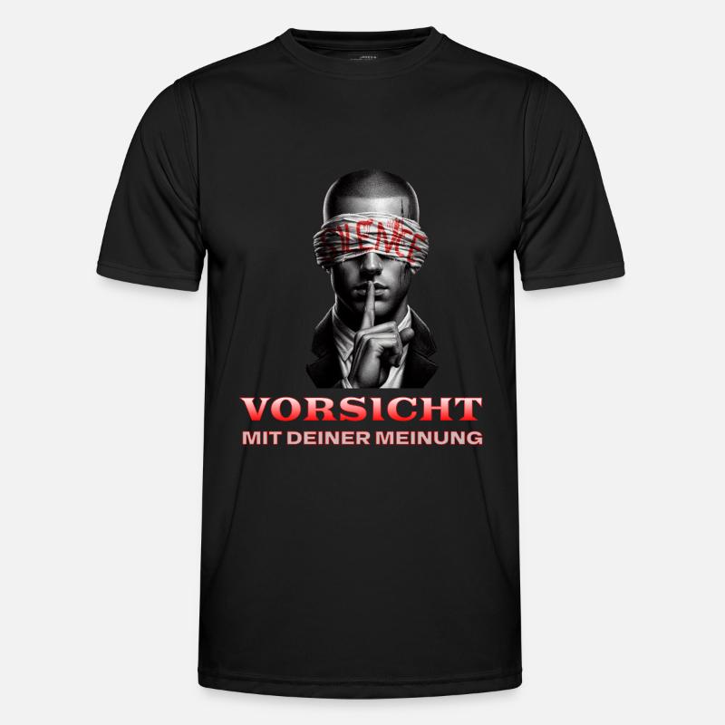 Vorsicht, Subtile Botschaft mit Augenbinde Männer Funktions-T-Shirt