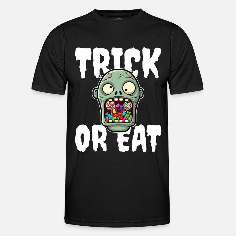 SÜSSES ODER ESSEN - ZOMBIE HALLOWEEN - Männer Funktions-T-Shirt - Schwarz