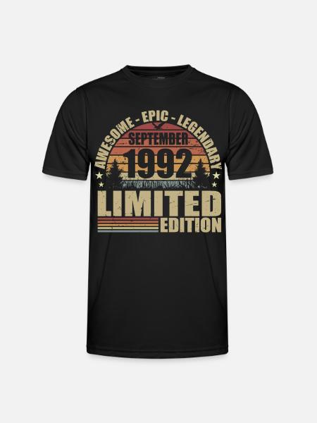 1992 septembre 1992 Anniversaire septembre 1992 - T-shirt sport Homme - noir