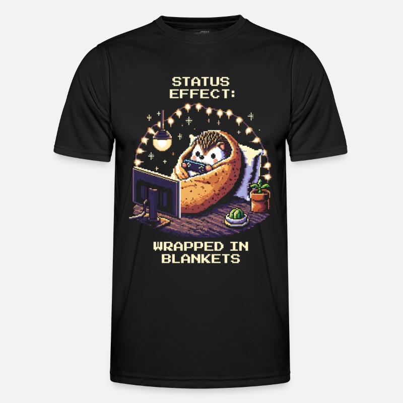 Status: Snuggled up in blankets - Men's Functional T-Shirt - black