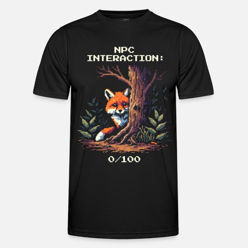 NPC Interaction: 0/100 | Introversion humor - Men's Functional T-Shirt - black