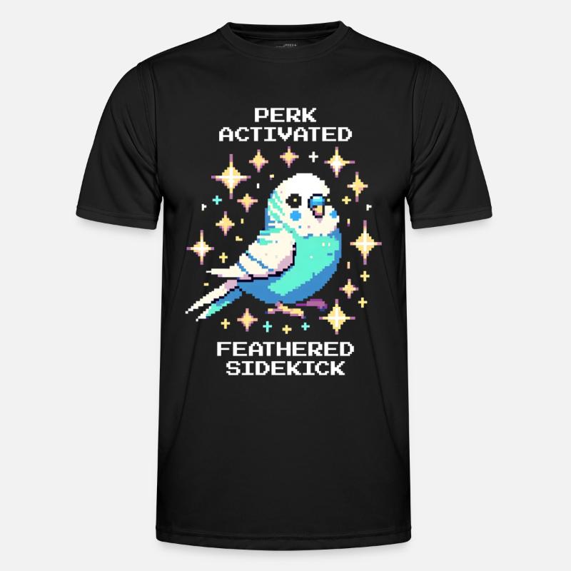 Perk active: Feathered Sidekick | Budgie - Men's Functional T-Shirt - black