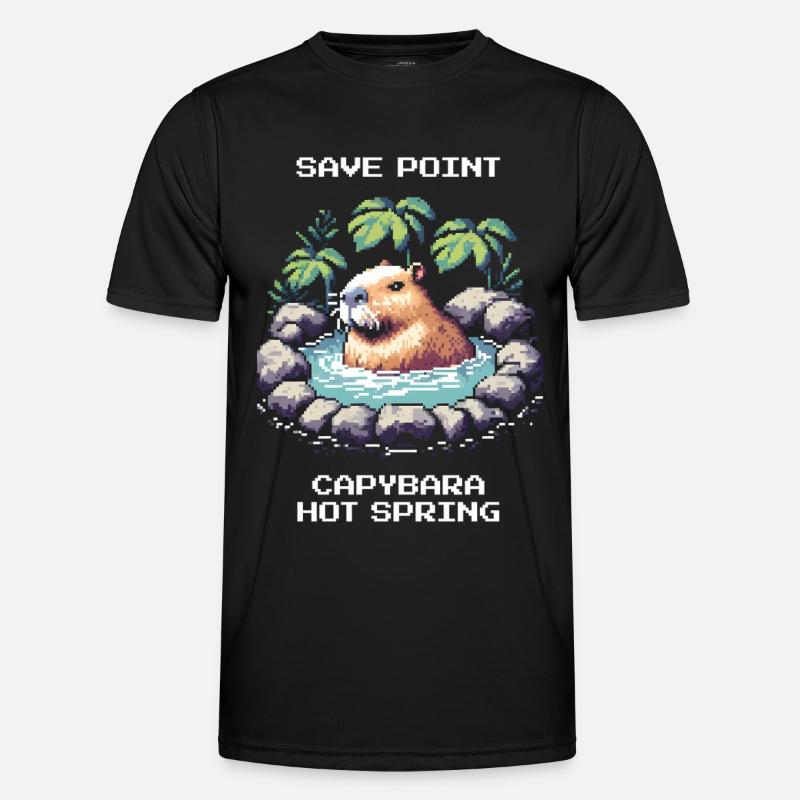 Save Point: Capybara Onsen | Relaxation - Men's Functional T-Shirt - black