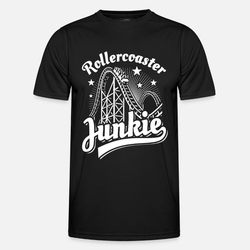 Rollercoaster Junkie - Achterbahn - Looping - Männer Funktions-T-Shirt - Schwarz