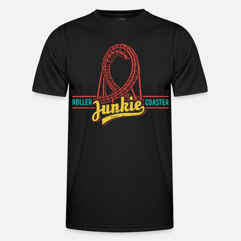 Rollercoaster Junkie - Roller Coaster - Loop - Men's Functional T-Shirt - black