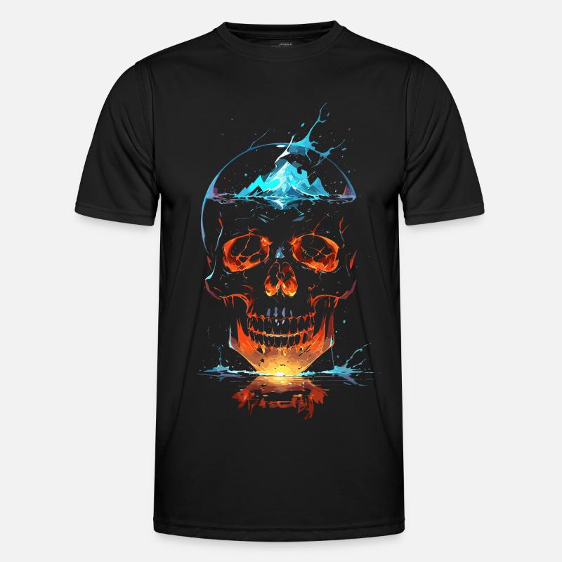 Crâne de Feu et Glace Éclatant - Men's Functional T-Shirt - black