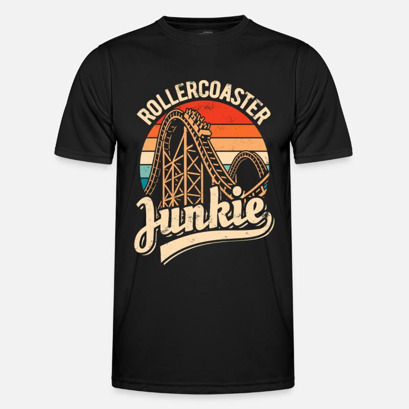 Rollercoaster Junkie - Roller Coaster - Loop - Men's Functional T-Shirt - black
