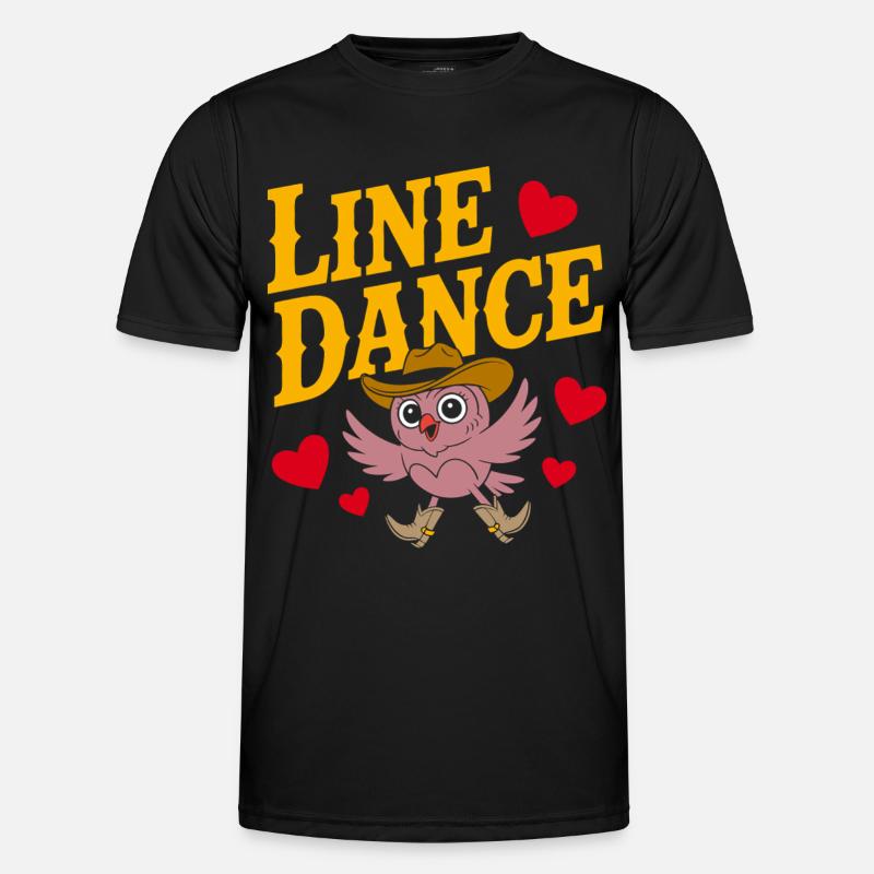Line dance owl with hat - Men's Functional T-Shirt - black