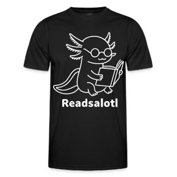 Lineart Readsalotl Axolotl Lecture - Men's Functional T-Shirt - black - Front - AI Model Male 178 dark (178cm)