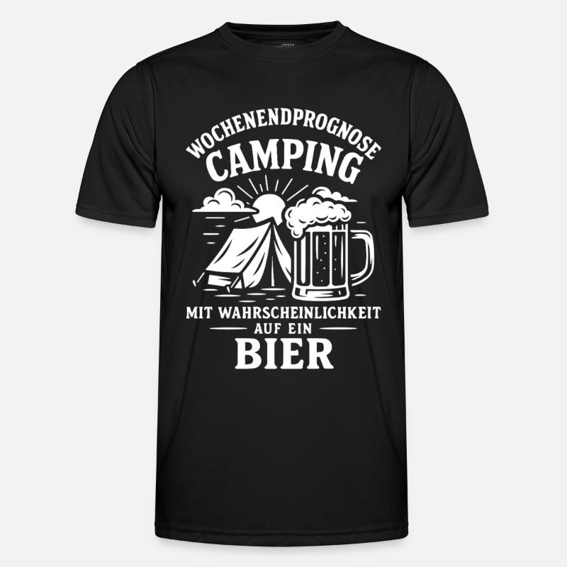 Camping Wochenendprognose Mit Bier - Männer Funktions-T-Shirt - Schwarz