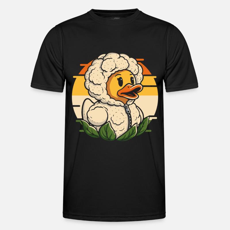 Nuttet andehoved med blomkål - Funktionsshirt til herrer - sort