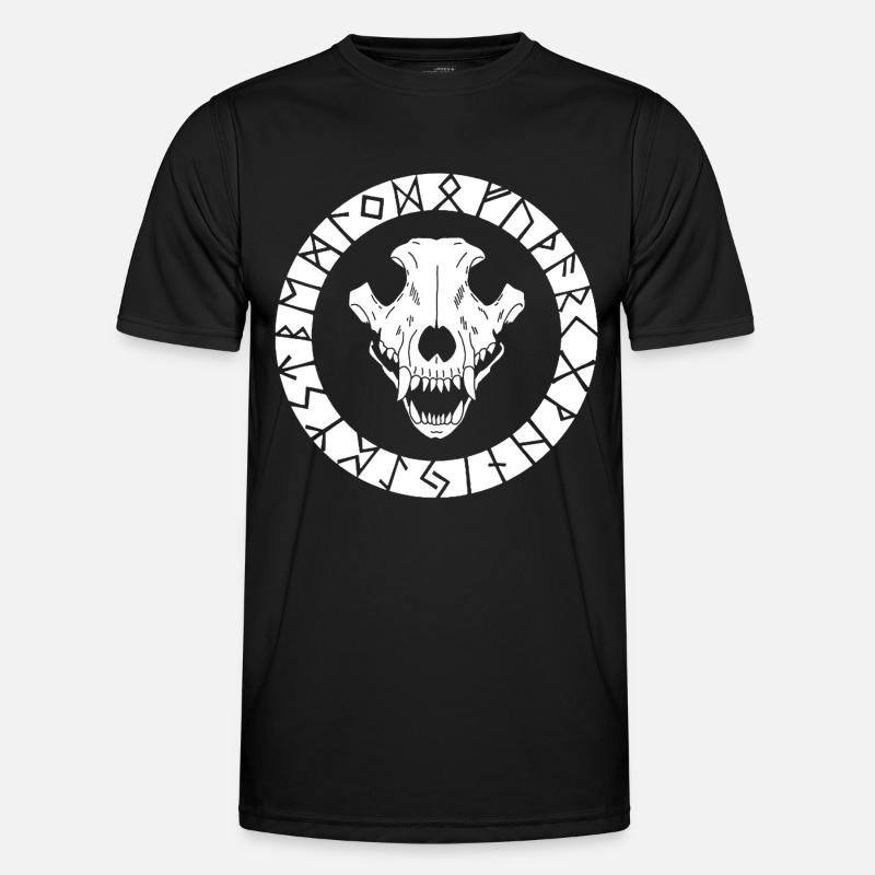 Weißer Wikinger Wolf Schädel - Männer Funktions-T-Shirt - Schwarz