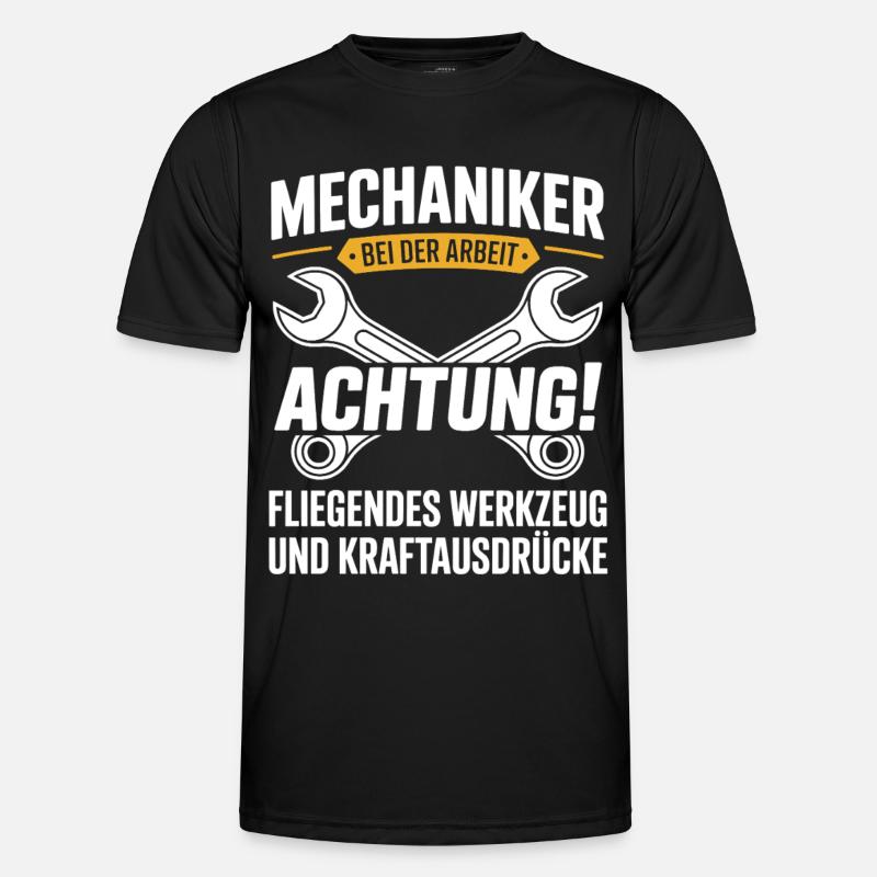Mechanic workshop cursing funny - Men's Functional T-Shirt - black
