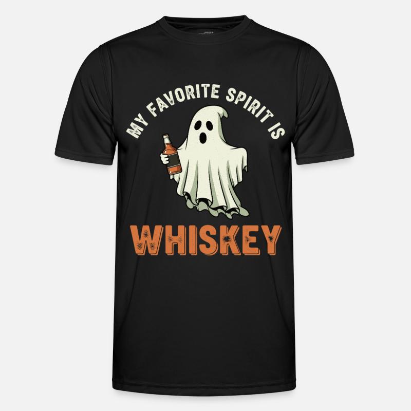 Geist mit Whiskey Flasche - Männer Funktions-T-Shirt - Schwarz