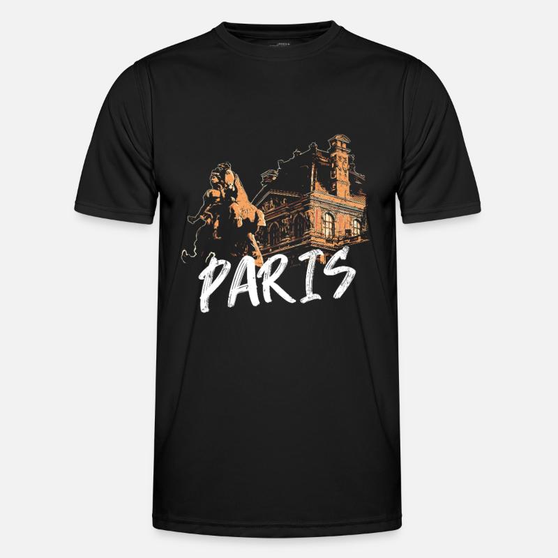 Paris architecture and statue - Men's Functional T-Shirt - black