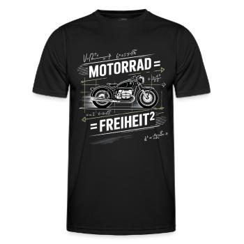 Motorrad Freiheit Chalk Style - Männer Funktions-T-Shirt - Schwarz - Vorne - AI Model Male 178 dark (178cm)