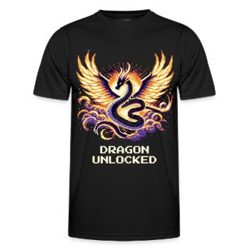 Drache freigeschaltet | Fantasy RPG Pixel Art - Männer Funktions-T-Shirt - Schwarz - Vorne - AI Model Male 178 dark (178cm)