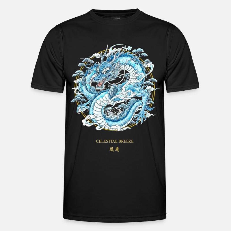 Celestial Breeze Himmlischer Winddrache - Männer Funktions-T-Shirt - Schwarz
