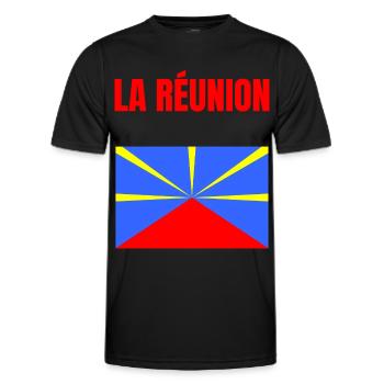 T-shirt drapeau La Réunion volcan - T-shirt sport Homme - noir - Devant - AI Model Male 178 dark (178cm)