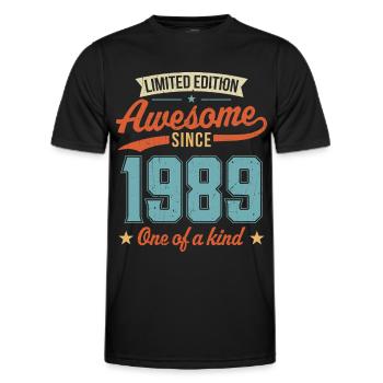 Genial seit 1989 - Männer Funktions-T-Shirt - Schwarz - Vorne - AI Model Male 178 dark (178cm)