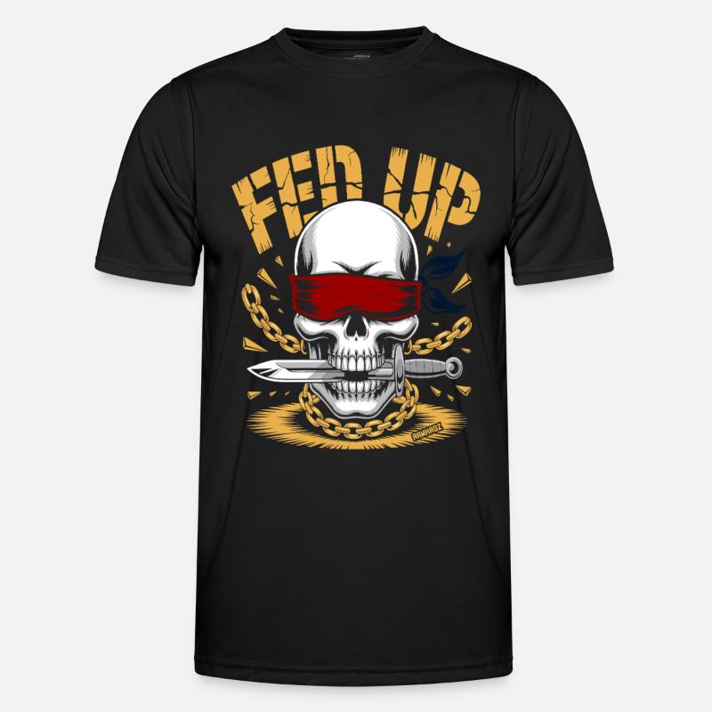 Blind skull with chain, muzzle full - Men's Functional T-Shirt - black