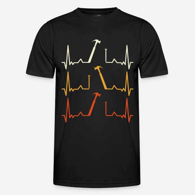 Herzschlag Hammer Muster - Männer Funktions-T-Shirt - Schwarz