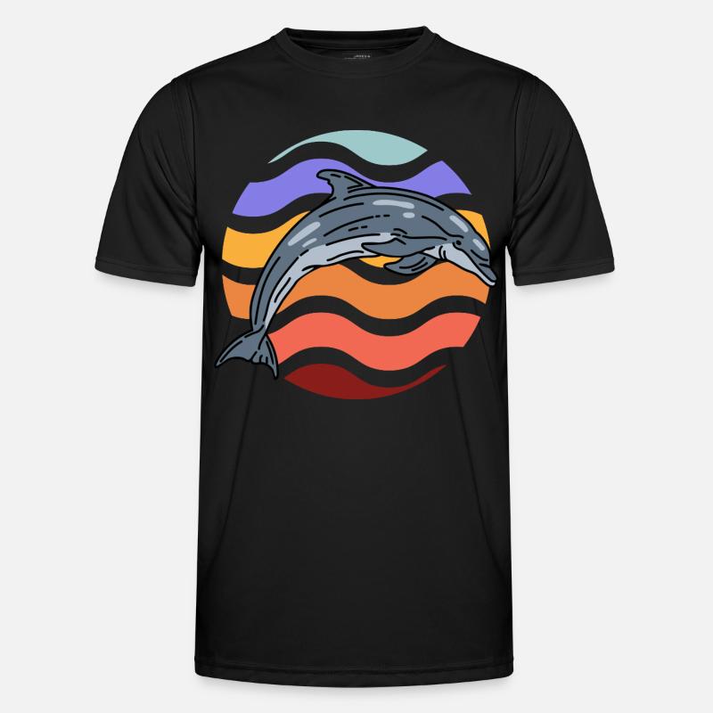Dolphin in wave pattern - Men's Functional T-Shirt - black