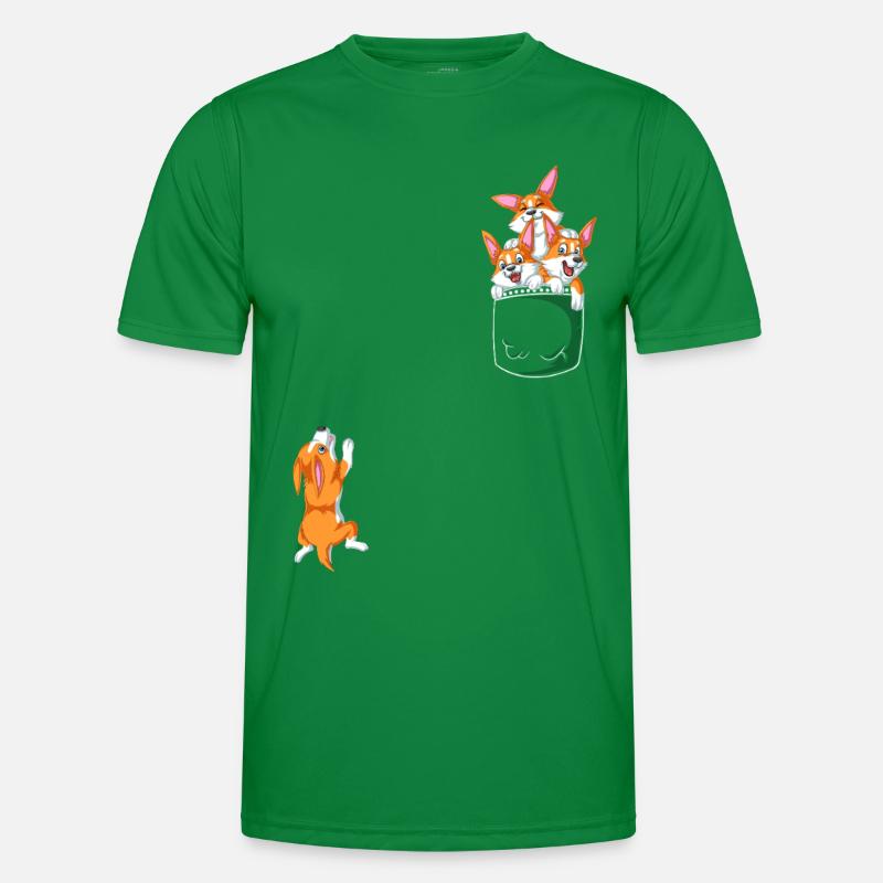 Lustiges Corgi-Taschen-Eimer-Hemd Männer Funktions-T-Shirt