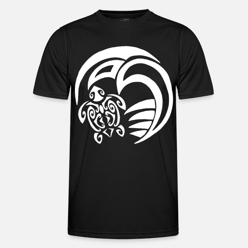 White turtle and ocean - Men's Functional T-Shirt - black