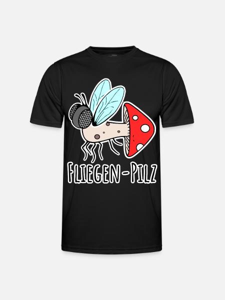 Fly agaric - half fly, half mushroom - Men's Functional T-Shirt - black