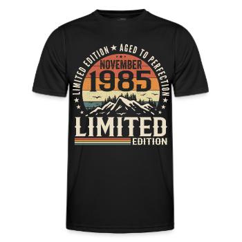 November 1985 Einzigartiger Retro-Geburtstag - Männer Funktions-T-Shirt - Schwarz - Vorne - AI Model Male 178 dark (178cm)