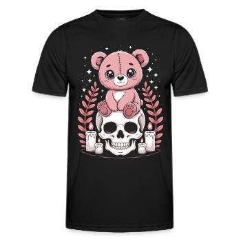 Kawaii Pastel Goth Geflickter Bär - Männer Funktions-T-Shirt - Schwarz - Vorne - AI Model Male 178 dark (178cm)