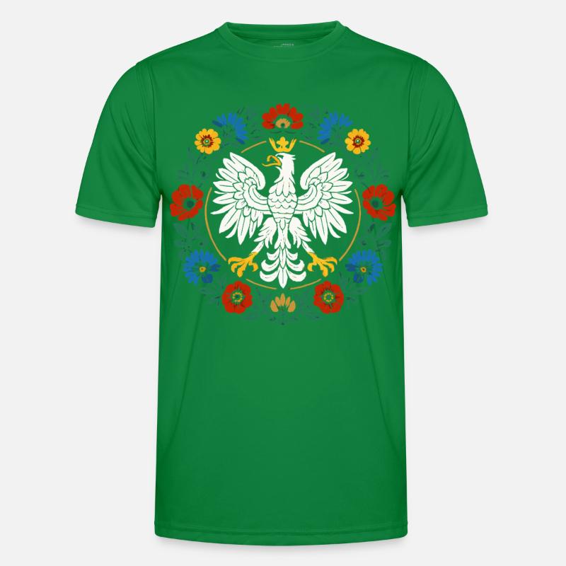 Polnischer Adler Volksemblem mit Blumen Männer Funktions-T-Shirt
