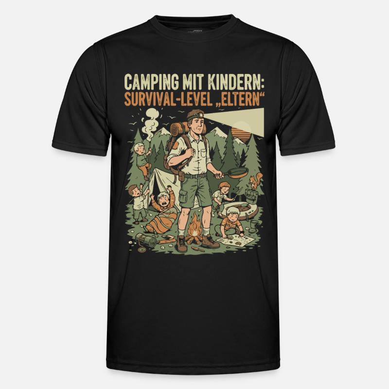 Camping mit Kindern - Survival-Level Eltern Männer Funktions-T-Shirt