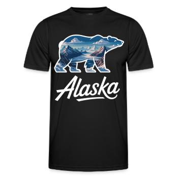 Chemise d’extérieur avec paysage d’Alaska à motif d’ours - T-shirt sport Homme - noir - Devant - AI Model Male 178 dark (178cm)