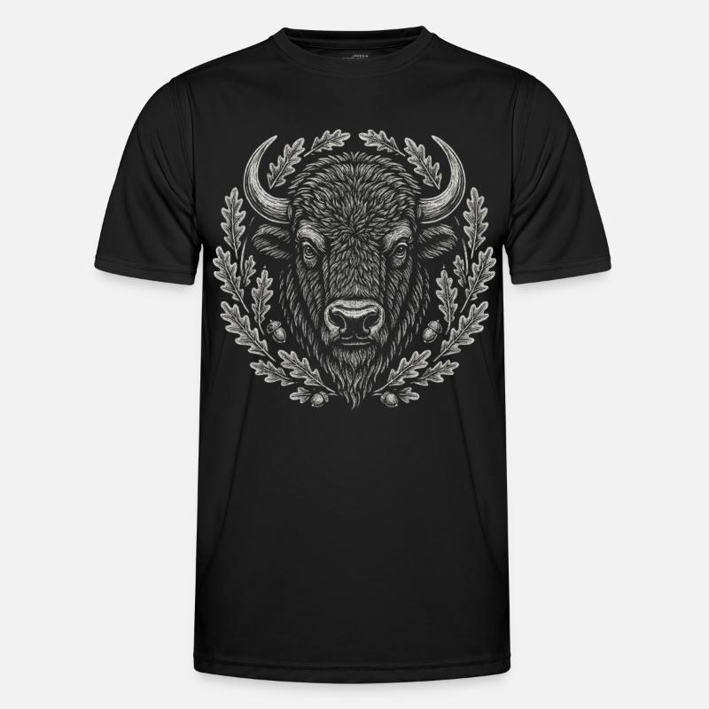 Bison d’Europe avec couronne de chêne Art T-shirt sport Homme
