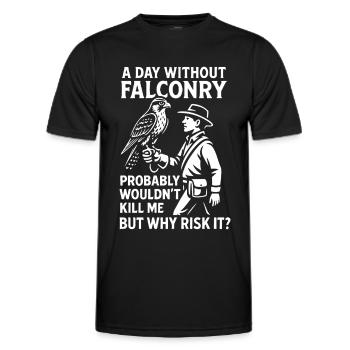 Ein Tag ohne Falknerei Warum riskieren: Falkendesign - Männer Funktions-T-Shirt - Schwarz - Vorne - AI Model Male 178 dark (178cm)