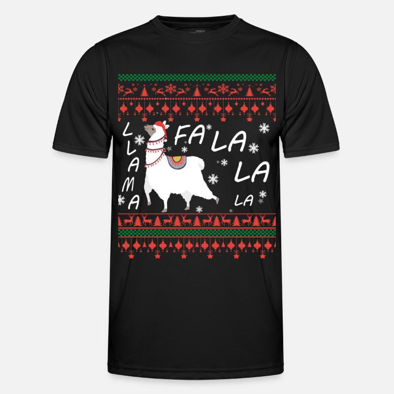 Lama Hässlicher Weihnachtspullover - Männer Funktions-T-Shirt - Schwarz