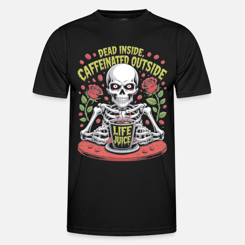 Dead Inside Caffeinated Outside Skeleton Coffee - Men's Functional T-Shirt - black