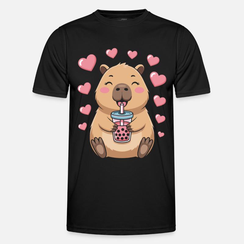 Kawaii Bubble Tee Capybara Boba Tee Männer Funktions-T-Shirt
