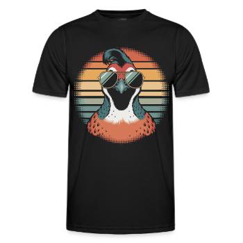 Caille qui murmure à l’oreille - T-shirt sport Homme - noir - Devant - AI Model Male 178 dark (178cm)