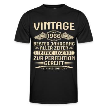 Vintage seit 1966 Jahrgang - 60. Geburtstag - Männer Funktions-T-Shirt - Schwarz - Vorne - AI Model Male 178 dark (178cm)