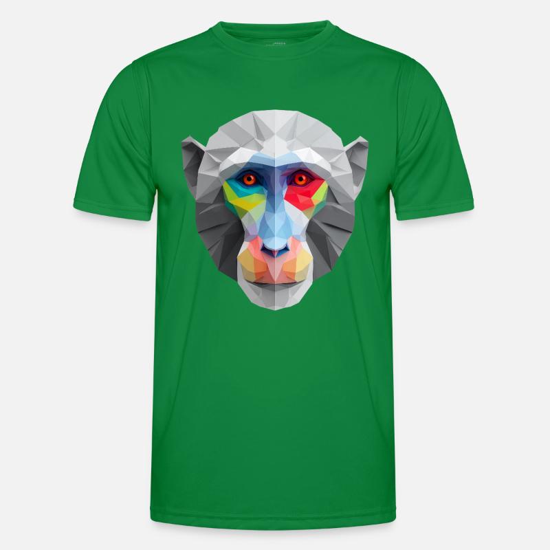 Colored Low-Poly Monkey Face Logo Art Design Men's Functional T-Shirt