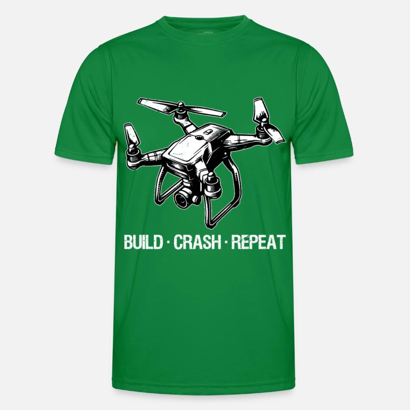Drohne Build Crash Repeat Geschenk Männer Funktions-T-Shirt