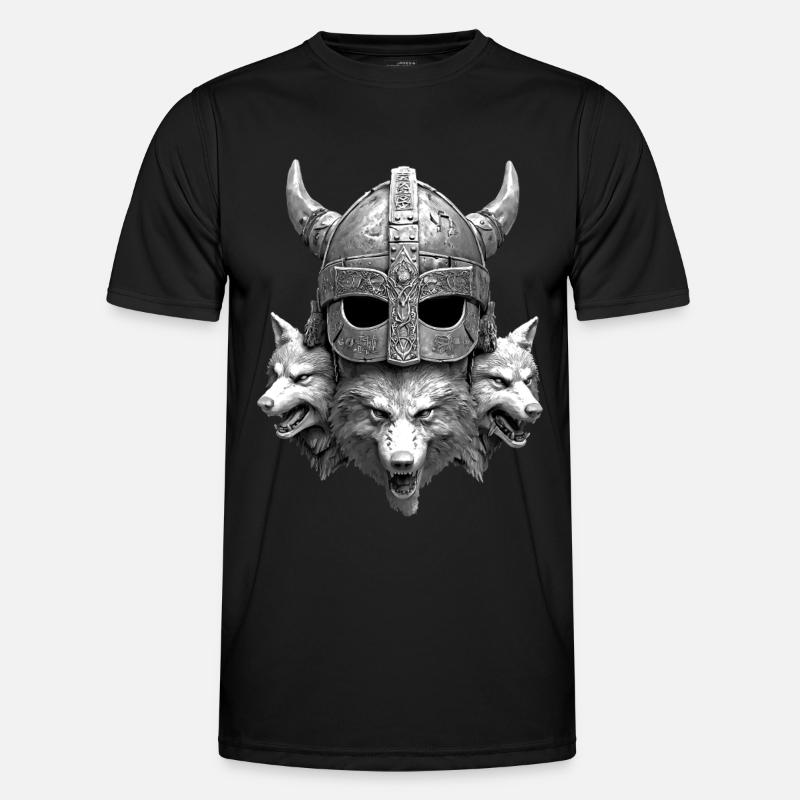 Wikinger Helm Wolf Männer Funktions-T-Shirt