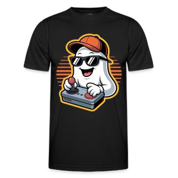 Retro Gamer Halloween Fantôme - T-shirt sport Homme - noir - Devant - AI Model Male 178 dark (178cm)
