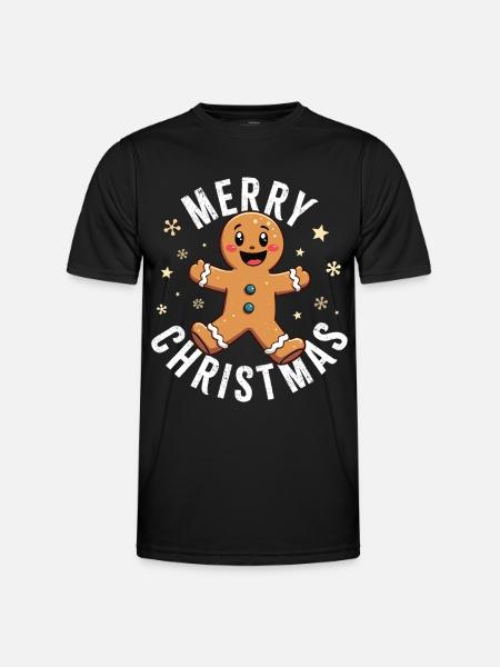 Gingerbread Man, Merry Christmas - Men's Functional T-Shirt - black